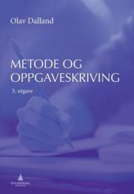 Bilde av boka "Metode- og oppgaveskriving for studenter" fra Gyldendal, med fokus på forsknings- og oppgaveskriving.