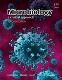 Bokomslag for "Microbiology: A Clinical Approach" av Taylor & Francis, pocketutgave, med vitenskapelige illustrasjoner og mikrobiologiske elementer.