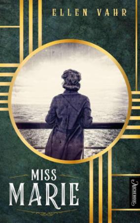 Innbundet roman "Miss Marie" av Aschehoug & Co, viser omslaget med elegant design og tittelen tydelig synlig.