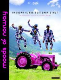 Bilde av Moods of Norway innbundet bok om innovasjon, kreativitet og stolthet, med fargerike design og norsk kultur på forsiden.