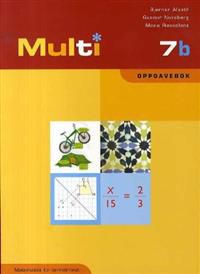 Illustrasjon av Multi 7b matematikk oppgavebok for barnetrinnet, utgitt av Gyldendal, med eksempler på matteoppgaver for barneskole.