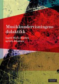 Bilde av boken "Musikkundervisningens didaktikk" innen pedagogikk utgitt av Cappelen Damm, vises med åpen bok på et skrivebord