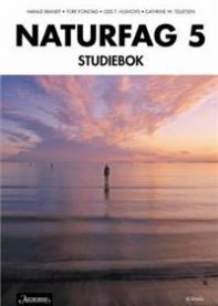 Bilde av Naturfag 5 studiebok for VGS fra Aschehoug, med illustrasjoner og innholdsoversikt i naturfag.
