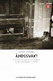 Bokomslag for "Åndssvak! Vernepleie" av Universitetsforlaget, viser en illustrasjon relatert til psykisk helse og vernepleie.