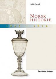 Bokomslag for Norsk historie 1625-1814 av Samlaget, viser historiske bilder og tekst på forsiden