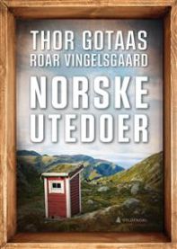 Norske utedoer humorbok av Gyldendal, innbundet med illustrasjoner av tradisjonelle norske utedoer.