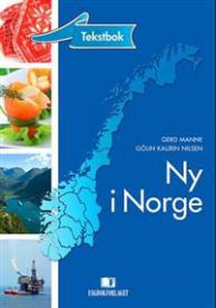 Norsk for innvandrere tekstbok fra Fagbokforlaget med norsk språk og kultur, ny i Norge, åpen side vises.