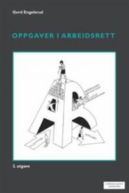 Bokomslag for Oppgaver i arbeidsrett av Cappelen Damm, jusbok med oppgaver innen arbeidsrett, hvit og blå design.