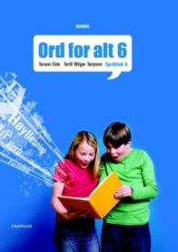 Barnespråkbok A fra Cappelen med ord for alt 6, ny utgave, viser sidene med språklige øvelser og illustrasjoner for barneskole.