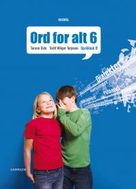Barnespråkbok B fra Cappelen, ny utgave, viser sidene med språklige øvelser og illustrasjoner for barneskolen.