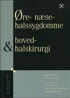 Bok med tittelen "Øre-, næse-, halssygdomme, hoved- og halskirurgi" av Munksgaard, innbundet medisinsk fagbok.