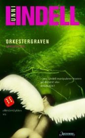 Bokomslag for kriminalromanen Orkestergraven av Aschehoug, innbundet utgave med tittel og grafisk design.