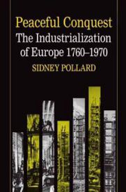 Bok med tittelen "Peaceful Conquest" om Europas industrialisering, illustrasjon av historiebok fra Bokia.no