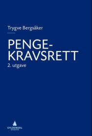 Jus Pengekravsrett av Gyldendal, illustrasjon av en juridisk bok om pengekravsrett på åpen bokhylle.