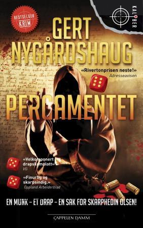 Bokomslag for "Pergamentet" av Cappelen Damm, norsk skjønnlitteratur for voksne, med tittel og design.