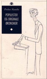 Bilde av boken "Populister og originale økonomer" i samfunnsøkonomi av Tano Aschehoug, med åpen bok og tydelig tittel.