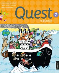 Barneskole Quest 7 fra Aschehoug, lærebok med fargerike illustrasjoner og innhold for grunnskolen i Norge.