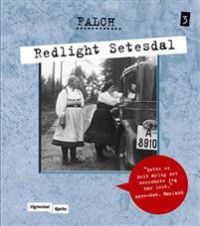 Humorbok Redlight Setesdal innbundet av Vigmostad og Bjørke, åpen side som viser innhold og illustrasjoner.