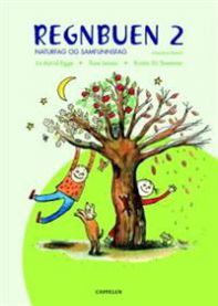 Regnbuen ny utgave 2 arbeidsbok for barneskole, Cappelen, viser fargerike sider med læringsaktiviteter og oppgaver.