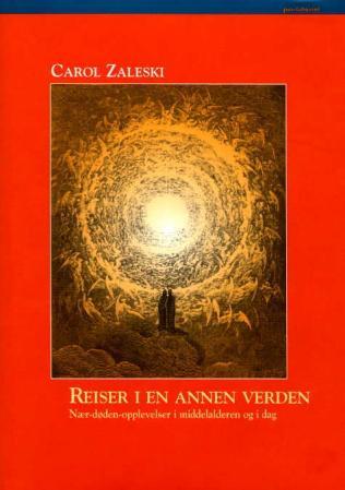 Bokcover for "Reiser i en annen verden" av Pax, om nær-døden-opplevelser i middelalderen og i dag, innbundet bok.