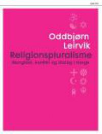 Bokomslag for "Religionspluralisme: mangfald, konflikt og dialog i Norge" av Pax, viser en illustrasjon av ulike religiøse symboler.