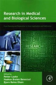 Bokomedi med tittelen "Research in Medical and Biological Sciences" viser en åpen bok med diagrammer og tekster innen medisinsk forskning.