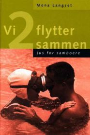 Bokcover for "Vi 2 flytter sammen" av Schibsted, en innbundet bok om relasjoner og personlig utvikling for samboere.