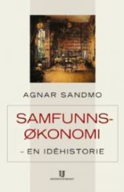 Bokbilde av Samfunnsøkonomi av Universitetsforlaget, viser forsiden med illustrasjoner og tittel på samfunnsøkonomi.