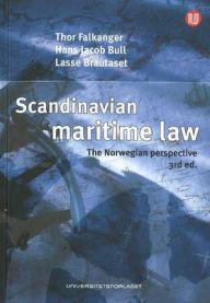 Bilde av boken "Scandinavian Maritime Law" fra Universitetsforlaget, viser forsiden med maritime rettsregler fra et norsk perspektiv.