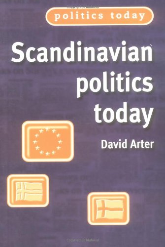 Bokomslag for "Scandinavian Politics Today" fra Manchester University Press, viser en moderne illustrasjon av skandinaviske land.