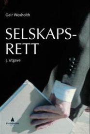 Jus i Gyldendal Selskapsrett, viser en åpen bok med juridiske tekster om selskapsrett i et lesevennlig oppsett.