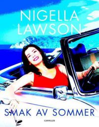 Bok med tittelen "Smak av sommer" av Cappelen, en pocketbok innen livsstil, hobby og fritid, vist med åpen bok og sommerlig bakgrunn.