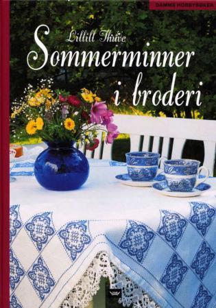 Broderi hobbybok med sommerminner fra Cappelen Damm AS, innbundet med fargerike sommerdesign og detaljer.