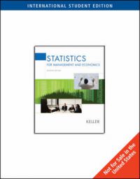 Bok i pocketformat, "Statistics for Management and Economics", utstilt med tittelside og statistikkdiagrammer.