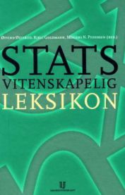 Bilde av statsvitenskapelig leksikon om politikk fra Universitetsforlaget, viser bokomslag i en bokhylle