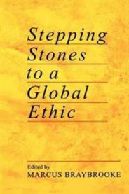 Filosofi bok "Stepping Stones to a Global Ethic" fra SCM Press, med bokomslag som viser trinn og jordklode.