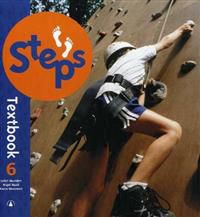 Barneskole Steps: Textbook 6 fra Gyldendal, åpen side med tekst og illustrasjoner for grunnskoleelever.