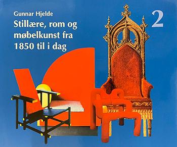 Bokomslag for "Stillære, rom og møbelkunst: fra 1850 til i dag" av Novus, med bilder av møbler og kunstverk, VGS-utgave