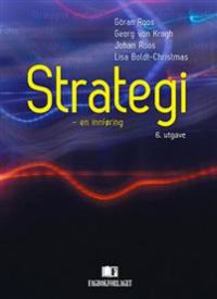 Bokomslag for "Strategi: en innføring" innen ledelse, utgitt av Fagbokforlaget, med illustrasjon av strategiske konsepter.