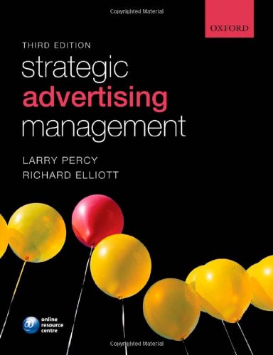 Bokomslag for "Strategic Advertising Management" av Oxford University Press, med grafikk om reklameplanlegging og markedsføring.