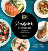 Bok med oppskrifter i studentkokeboka innbundet, livsstil, hobby og fritid fra Kom forlag, viser kokeboken med oppskrifter.
