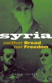 Politikkbok om Syria: Neither Bread Nor Freedom av Zed Books, pocketutgave med bokomslag med syriske symboler og tekst.