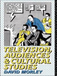 Bokomslag for "Television, Audiences and Cultural Studies" av Taylor & Francis, viser en TV og kulturelle symboler.