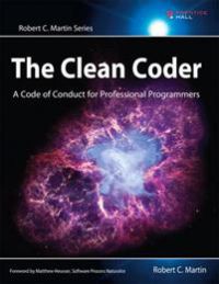 Bokomslag for "The Clean Coder" av Pearson, en pocketbok om profesjonell programmering og kodekondukt.