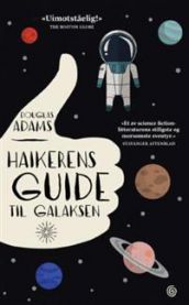Pocket roman "Haikerens guide til galaksen" av Kagge, bokomslag med romansk design og galaktisk tema.