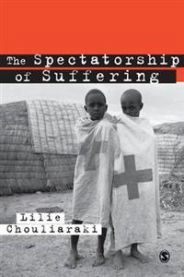 Bokomslag for "The Spectatorship of Suffering" innen kunst og kultur utgitt av Sage Publications, viser en kunstnerisk illustrasjon.