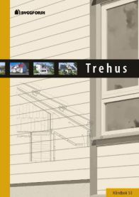 Bok om trehus fra Bokia.no, illustrasjon av et lite trehus med detaljer og trestrukturer.