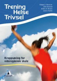 VGS trenings- og helsebok om kropp og trivsel fra Gyldendal, vist med åpen bok og treningsutstyr.