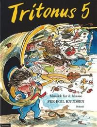 Bokomslag for Tritonus 5 barneskole elevbok av Aschehoug, med fargerikt design og skolerelaterte elementer.