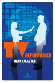 TV-reportasjen innen medievitenskap, utstilt foran en bokhylle, publisert av Gyldendal.
